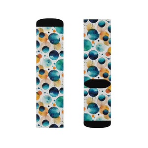 Retro Watercolor Abstract Socks - Bold Circle Design - Dipaliz