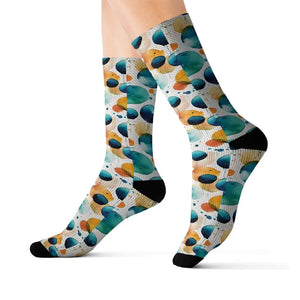 Retro Watercolor Abstract Socks - Bold Circle Design - Dipaliz - l
