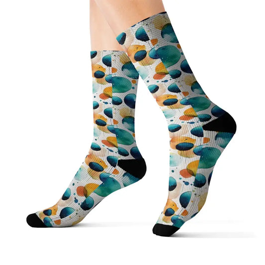 Strut in Style with Retro Watercolor Abstract Socks - m