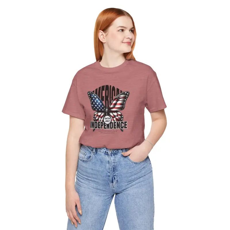 Unleash your Spirit with the Unisex Snug Fit Patriotic Tee - Heather Mauve / s T-shirt