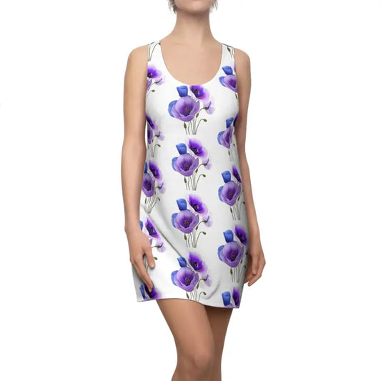 Strut in Style with a Purple Poppy Flowers Racerback Dress - Xs All Over Prints