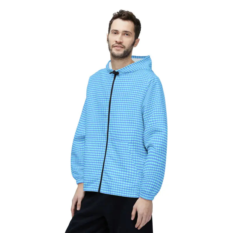 Unisex Blue Checks Windbreaker: Style Game Changer! - s Jackets