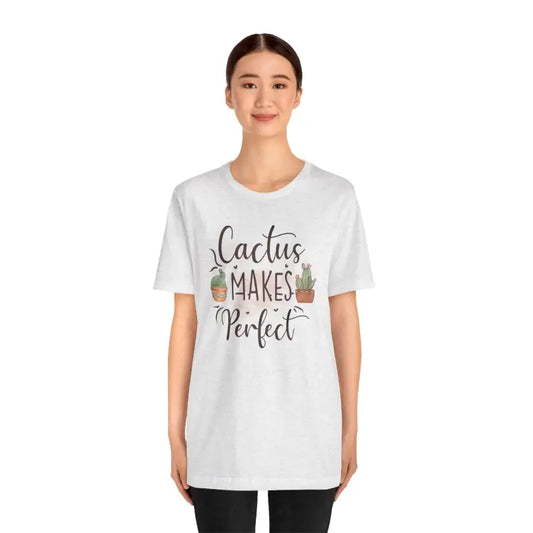 Rock your Style with the Cactus Makes Perfect Cotton Tee! - Ash / s T-shirt