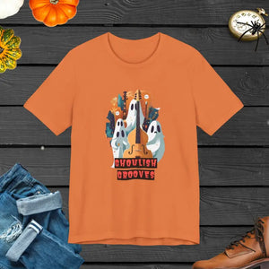 Ghoulish Grooves Unisex Jersey Tee - Electric Vibes - Dipaliz - Burnt Orange / Xs - T-shirts