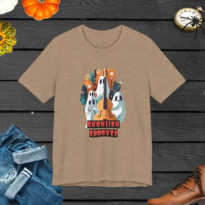 Ghoulish Grooves Unisex Jersey Tee - Electric Vibes - Dipaliz - Heather Tan / Xs - T-shirts