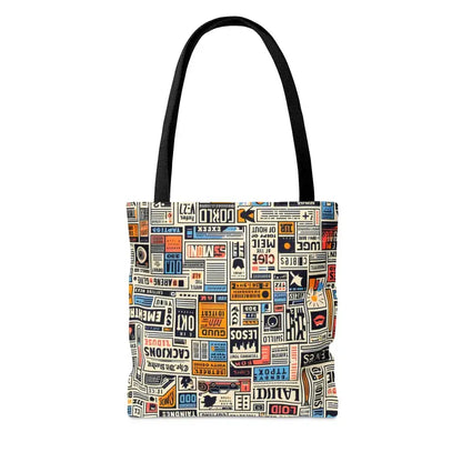 Turn Heads with the News Clippings Pattern Aop Tote Bag! - Bags