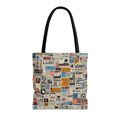 Turn Heads with the News Clippings Pattern Aop Tote Bag! - Bags