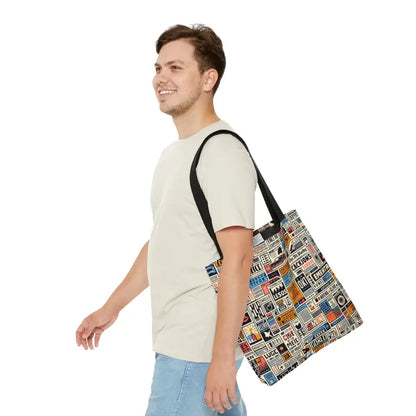 Turn Heads with the News Clippings Pattern Aop Tote Bag! - Bags