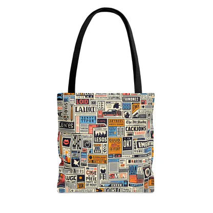 Turn Heads with the News Clippings Pattern Aop Tote Bag! - Bags