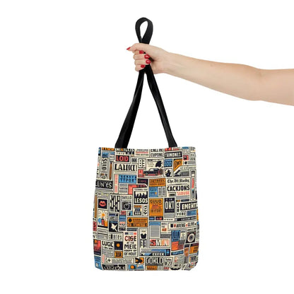 Turn Heads with the News Clippings Pattern Aop Tote Bag! - Bags