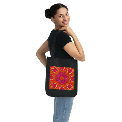 Elevate your Look with Dipaliz’s Red Geometric Canvas Tote - one Size / Black Bags