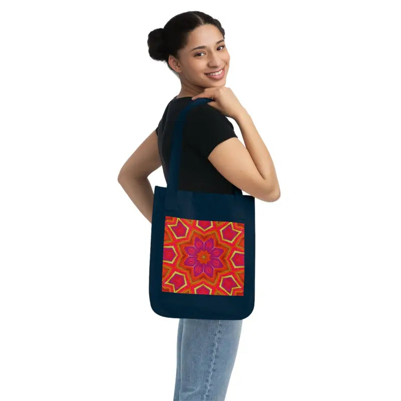 Elevate your Look with Dipaliz’s Red Geometric Canvas Tote - one Size / Navy Bags