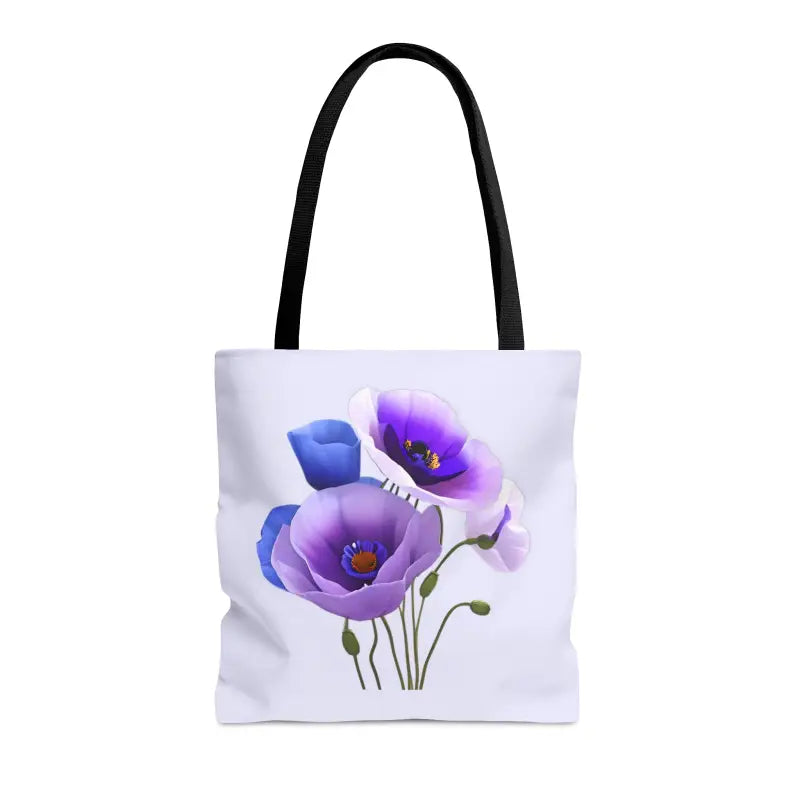 Stand out with the Vibrant Purple Poppy Print Tote Bag - Bags