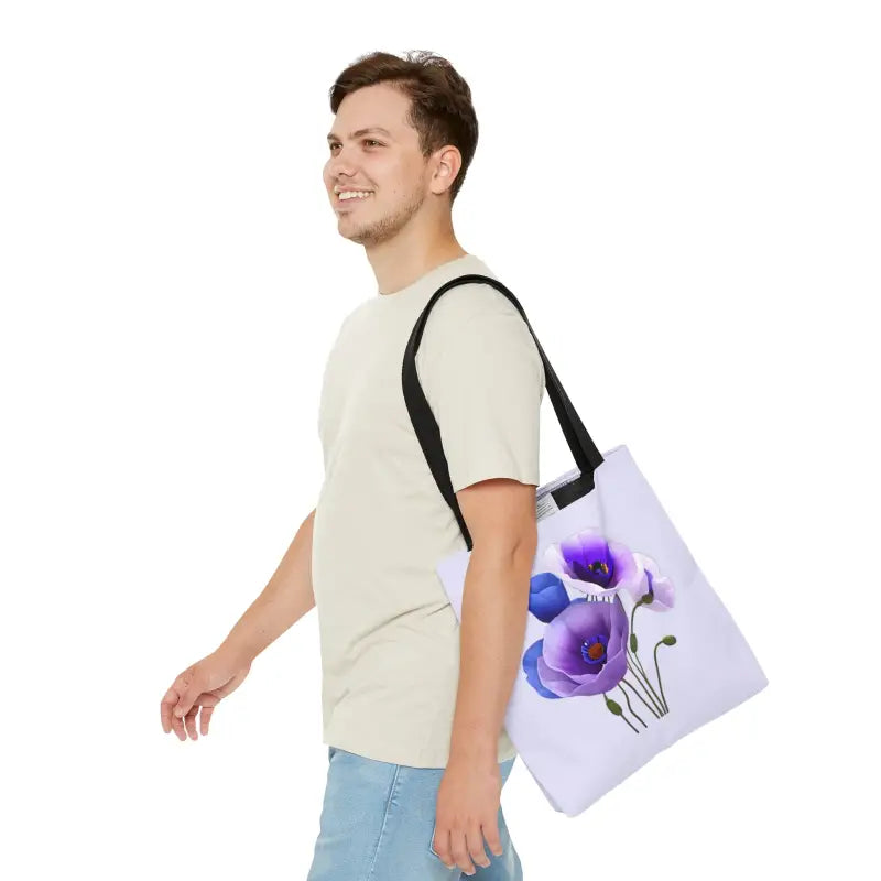 Stand out with the Vibrant Purple Poppy Print Tote Bag - Bags