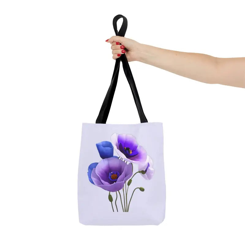 Stand out with the Vibrant Purple Poppy Print Tote Bag - Bags