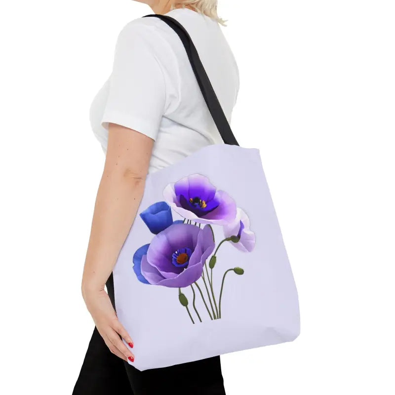 Stand out with the Vibrant Purple Poppy Print Tote Bag - Medium Bags