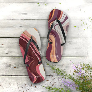 Maroon Marble Flip Flops - Stylish Summer Comfort - Dipaliz - Slippers