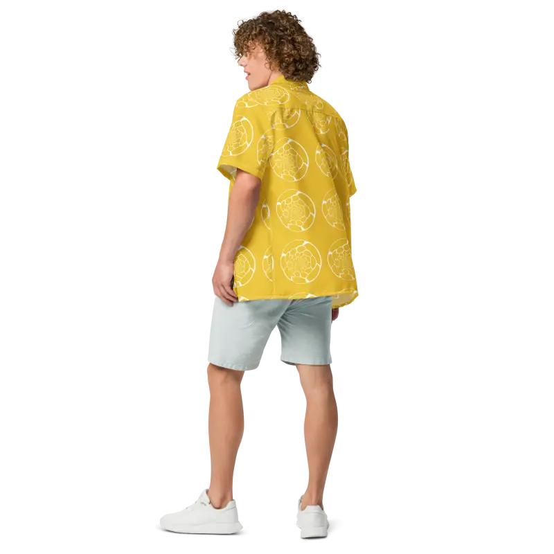 Turn Heads in our Abstract Yellow Unisex Button Shirt this Summer