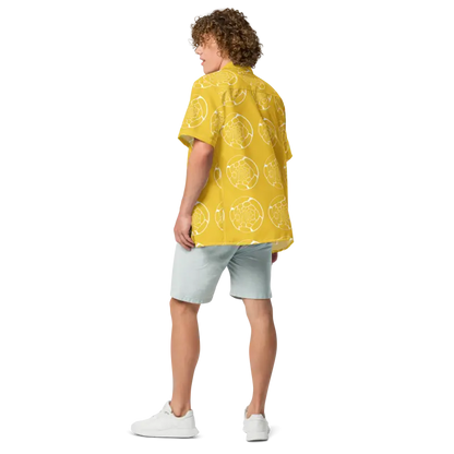 Turn Heads in our Abstract Yellow Unisex Button Shirt this Summer