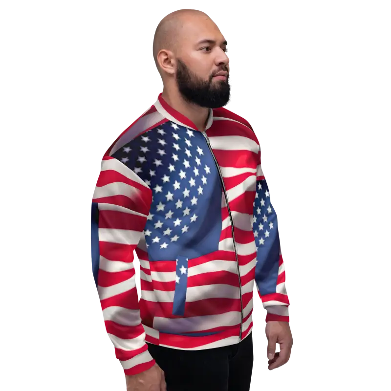 Your Cool with the American Flag Unisex Bomber Jacket - Clothing