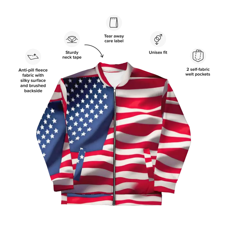 Your Cool with the American Flag Unisex Bomber Jacket - Clothing