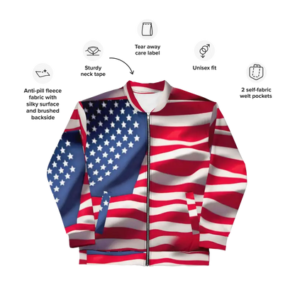 Your Cool with the American Flag Unisex Bomber Jacket - Clothing