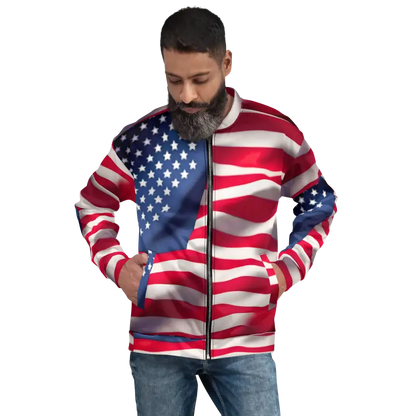 Your Cool with the American Flag Unisex Bomber Jacket - Clothing