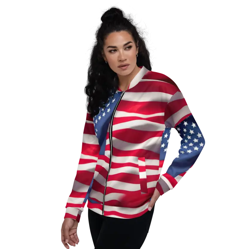 Your Cool with the American Flag Unisex Bomber Jacket - Clothing