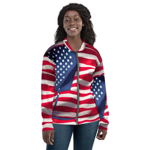 Unisex Bomber Jacket American Flag Patriotic Style - Dipaliz - Jackets