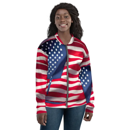 Your Cool with the American Flag Unisex Bomber Jacket - Clothing