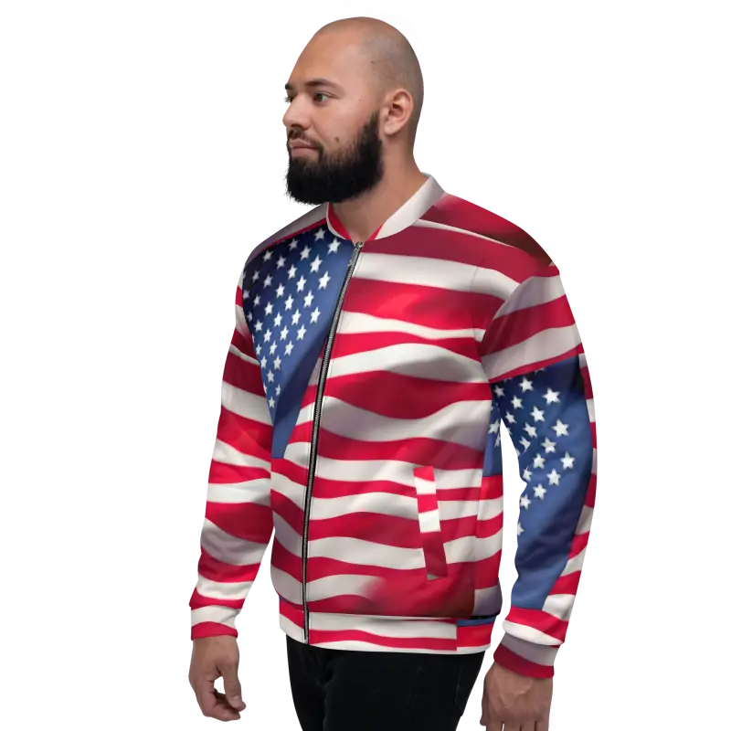 Your Cool with the American Flag Unisex Bomber Jacket - Clothing