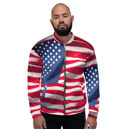 Your Cool with the American Flag Unisex Bomber Jacket - Xs Clothing