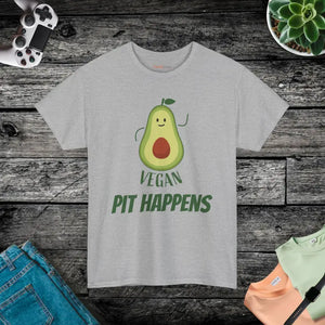 Vegan Pit Happens Heavy Cotton Tee - Bold Guacamole Style - Dipaliz - Sport Grey / s - T-shirts