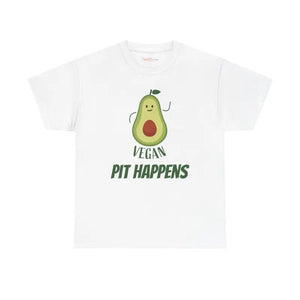 Vegan Pit Happens Heavy Cotton Tee - Bold Guacamole Style - Dipaliz - T-shirts
