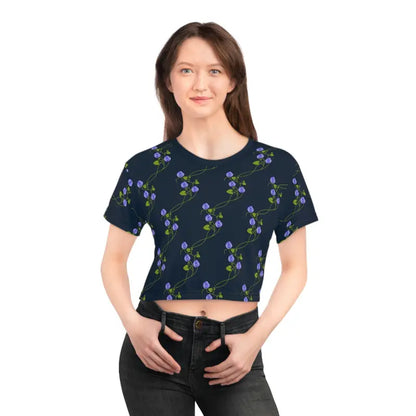 Vibrant Purple Flower Crop Tee: Blossom in Style - Tee