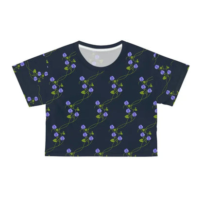 Vibrant Purple Flower Crop Tee: Blossom in Style - Black Stitching / 2xl Tee