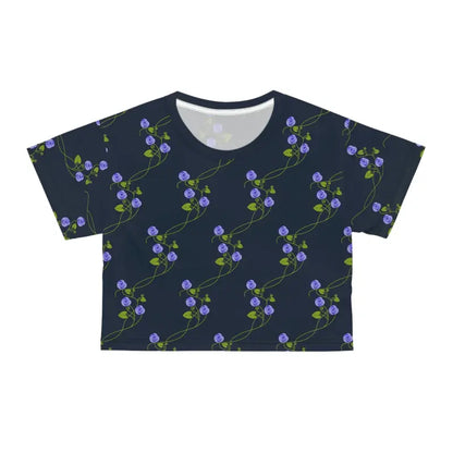 Vibrant Purple Flower Crop Tee: Blossom in Style - Black Stitching / Xl Tee