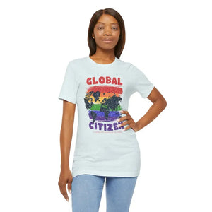 Global Citizen World Map Unisex Tee Adventure Style - Dipaliz - Heather Ice Blue / s - T-shirts