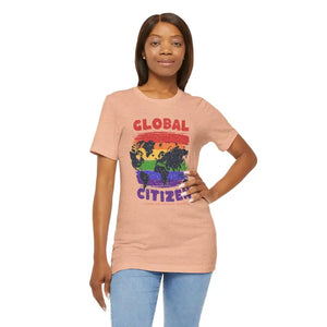 Global Citizen World Map Unisex Tee Adventure Style - Dipaliz - Heather Peach / s - T-shirts
