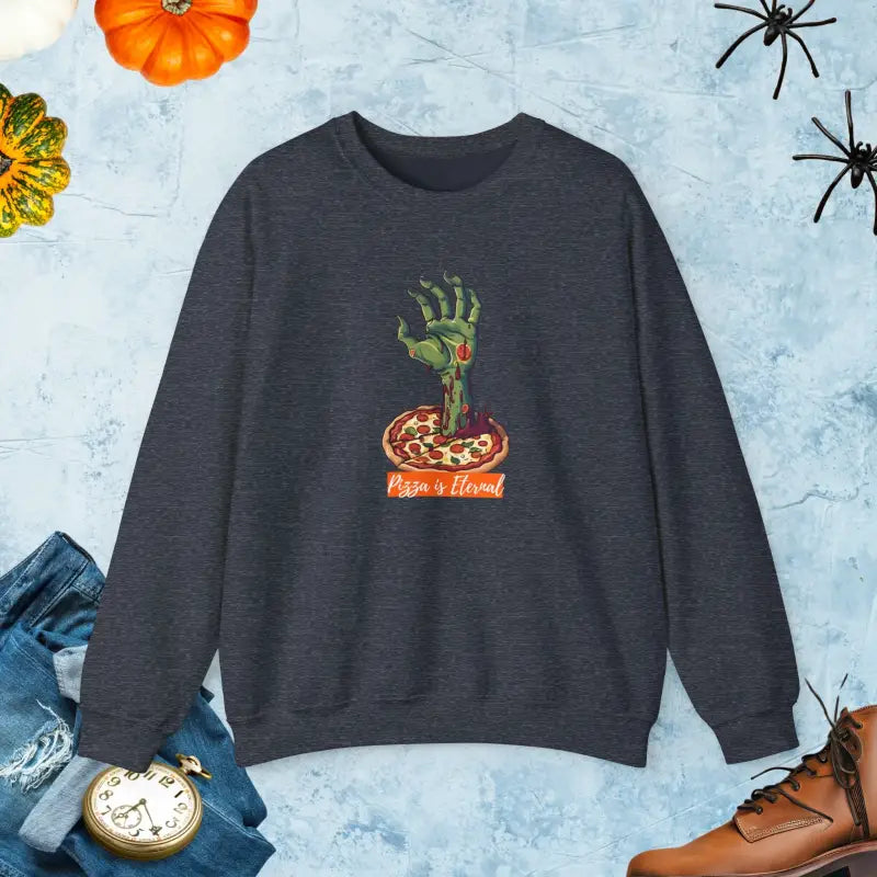 Stand out in Style with the Zombie Hand Crewneck Sweatshirt - Heather Sport Dark Navy / s