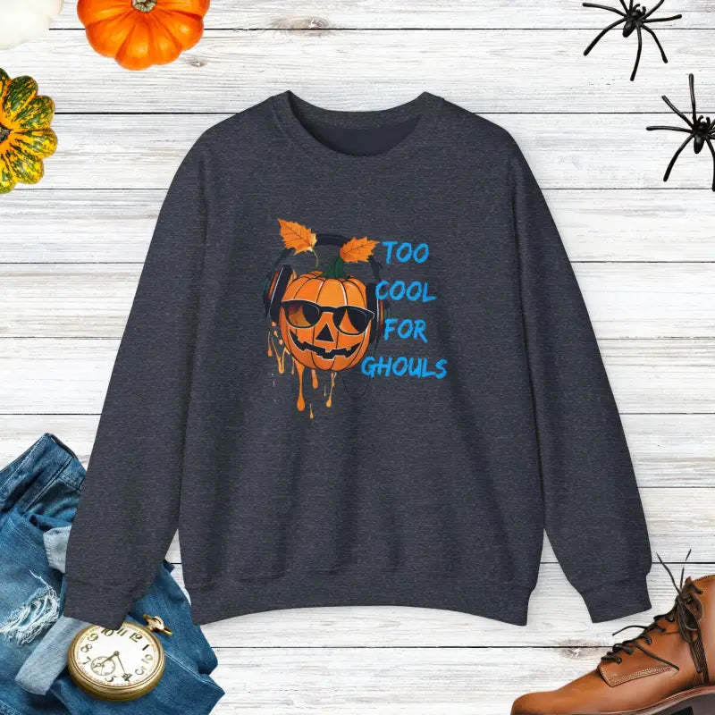 Get Spooky in Style with the Jack o Lantern Crewneck Sweatshirt - Heather Sport Dark Navy / s