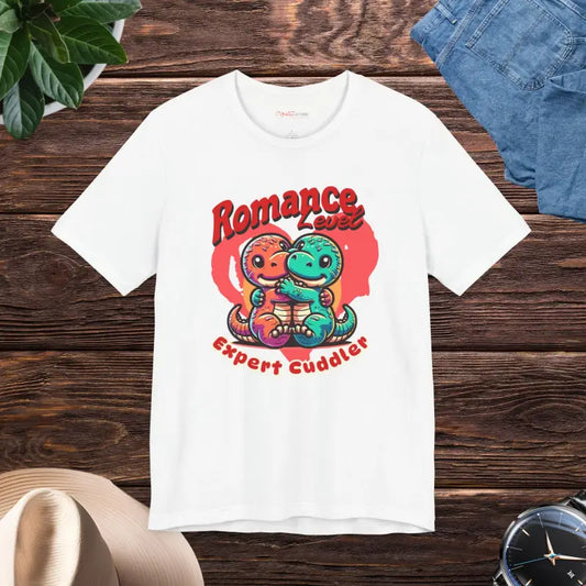 Romance Level Expert Cuddler Valentine’s Day Tee - White / s T-shirt