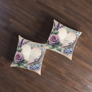 Floral Tufted Floor Pillow – Cozy Heart Cushion - Dipaliz - Throw Pillows
