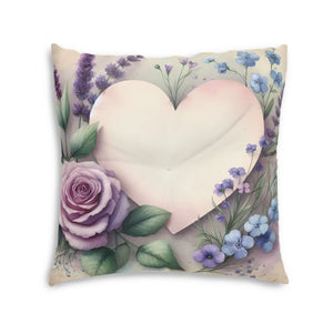 Floral Tufted Floor Pillow – Cozy Heart Cushion - Dipaliz - Throw Pillows