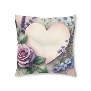 Floral Tufted Floor Pillow – Cozy Heart Cushion - Dipaliz - Throw Pillows