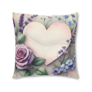 Floral Tufted Floor Pillow – Cozy Heart Cushion - Dipaliz - Throw Pillows