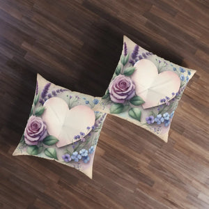 Floral Tufted Floor Pillow – Cozy Heart Cushion - Dipaliz - Throw Pillows