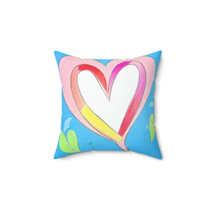 Pink Hearts Polyester Square Pillow - Instant Room Refresh - Dipaliz - 14’’ × - Throw Pillows