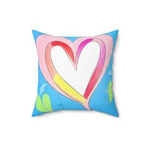 Pink Hearts Polyester Square Pillow - Instant Room Refresh - Dipaliz - 16’’ × - Throw Pillows