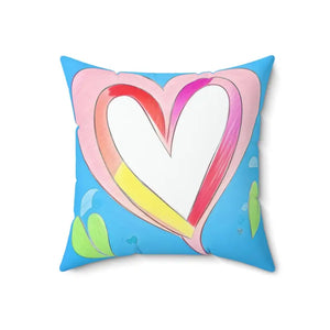 Pink Hearts Polyester Square Pillow - Instant Room Refresh - Dipaliz - 18’’ × - Throw Pillows